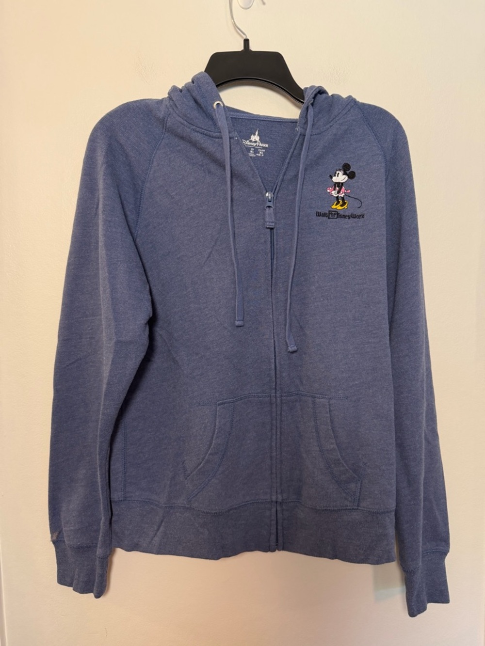 Disney Parks Minnie Mouse Zip Hoodie Blue Women’s Large Walt Disney World